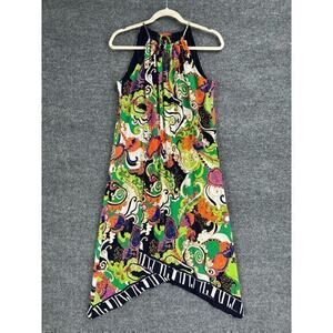 Trina Turk Halter Midi Dress Womens 2 Paisley Print Lined Travel Knit Wrap